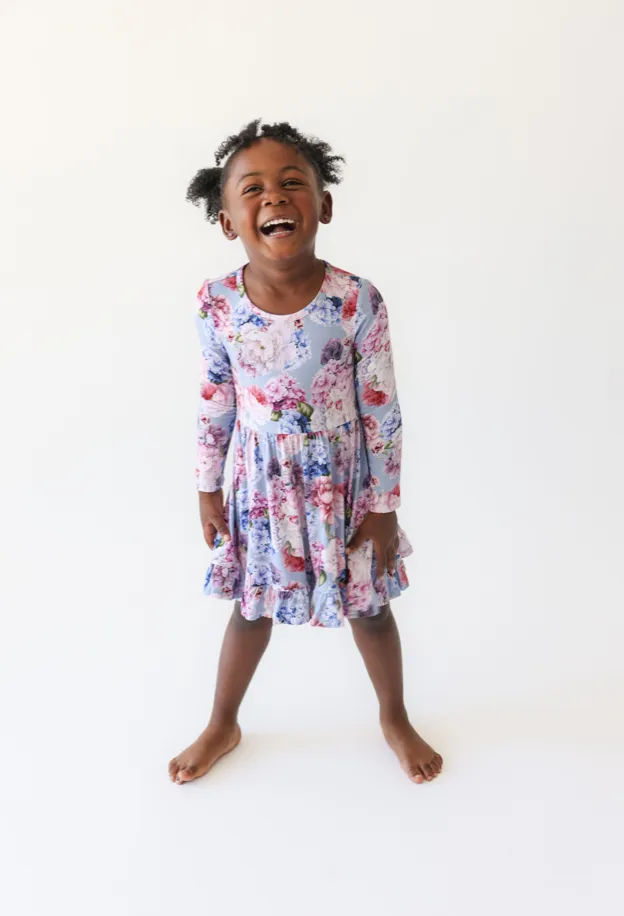 Posh Peanut Long Sleeve Ruffled Twirl Dress in Annie