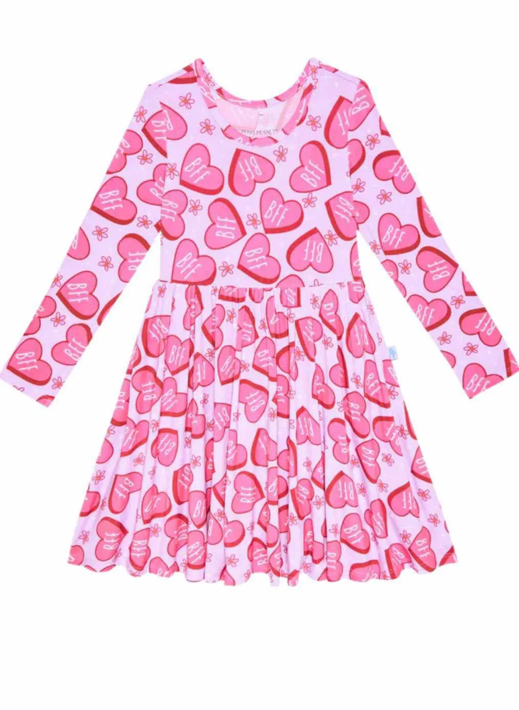 Posh Peanut Long Sleeve Ruffled Twirl Dress in BFF Besties