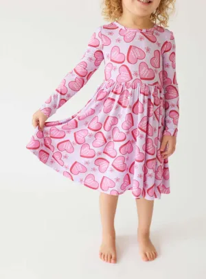 Posh Peanut Long Sleeve Ruffled Twirl Dress in BFF Besties