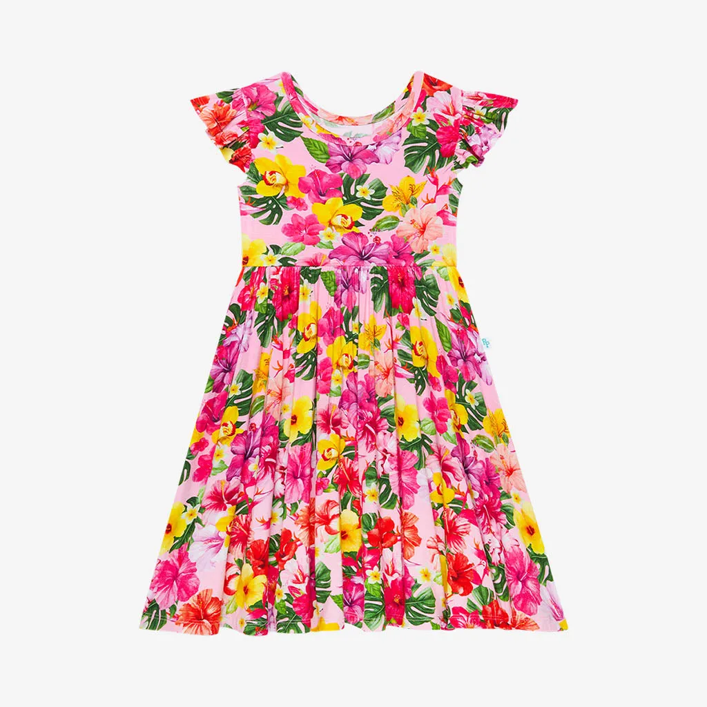Posh Peanut Malana Ruffled Capsleeve Basic Twirl Dress