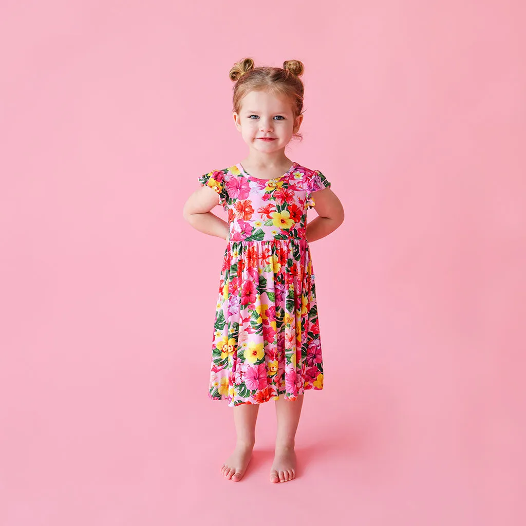 Posh Peanut Malana Ruffled Capsleeve Basic Twirl Dress