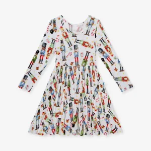 Posh Peanut Nutcracker Long Sleeve Basic Twirl Dress