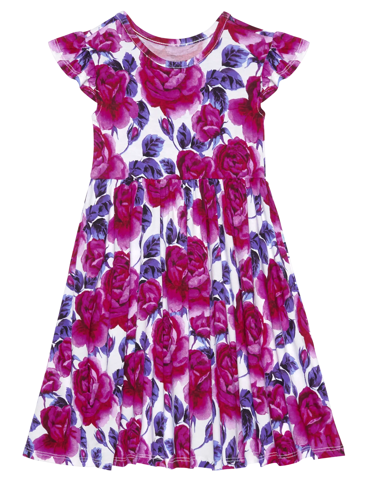 Posh Peanut Violet S/S Ruffled Capsleeve Twirl Dress