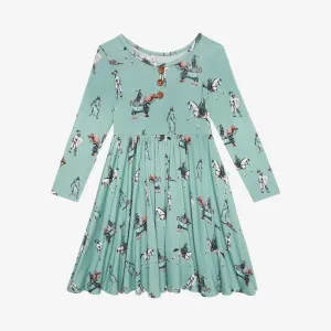 Posh Peanut Wallace Long Sleeve Henley Twirl Dress