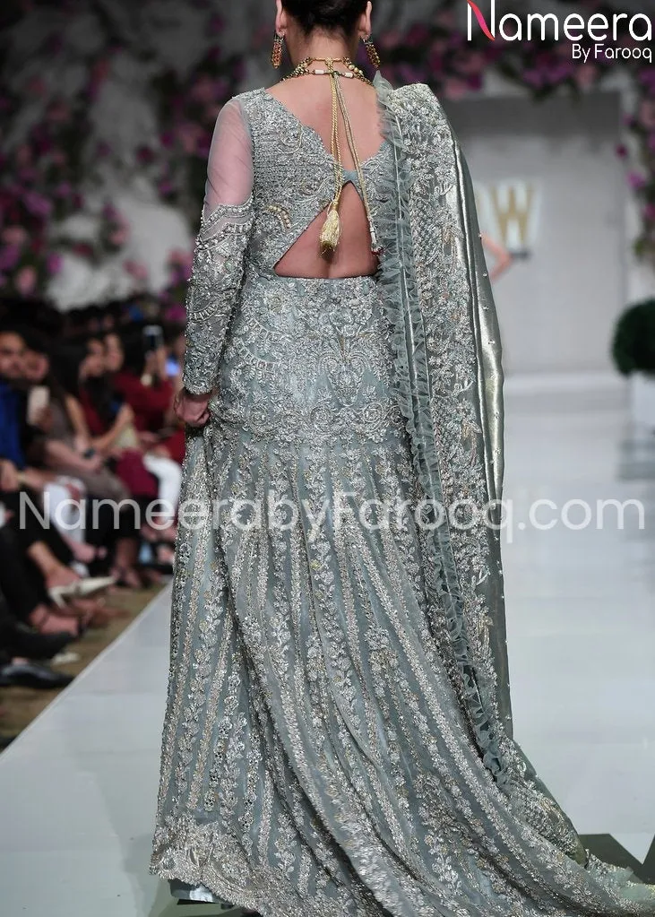 Premium Embroidered Silver Grey Bridal Dresses #BN129
