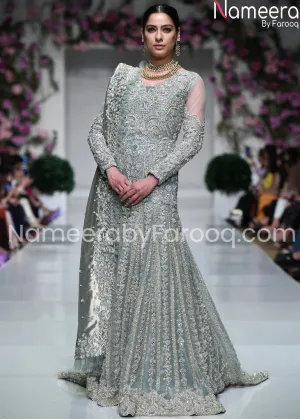 Premium Embroidered Silver Grey Bridal Dresses #BN129