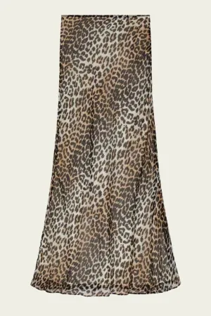 Printed Chiffon Maxi Skirt in Almond Milk