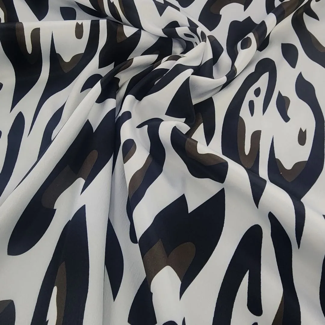 Printed Milano Satin Leopard Fabric Black 150 cm