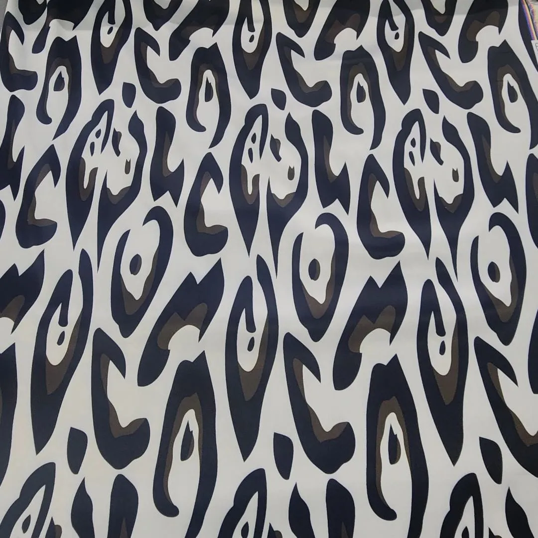 Printed Milano Satin Leopard Fabric Black 150 cm
