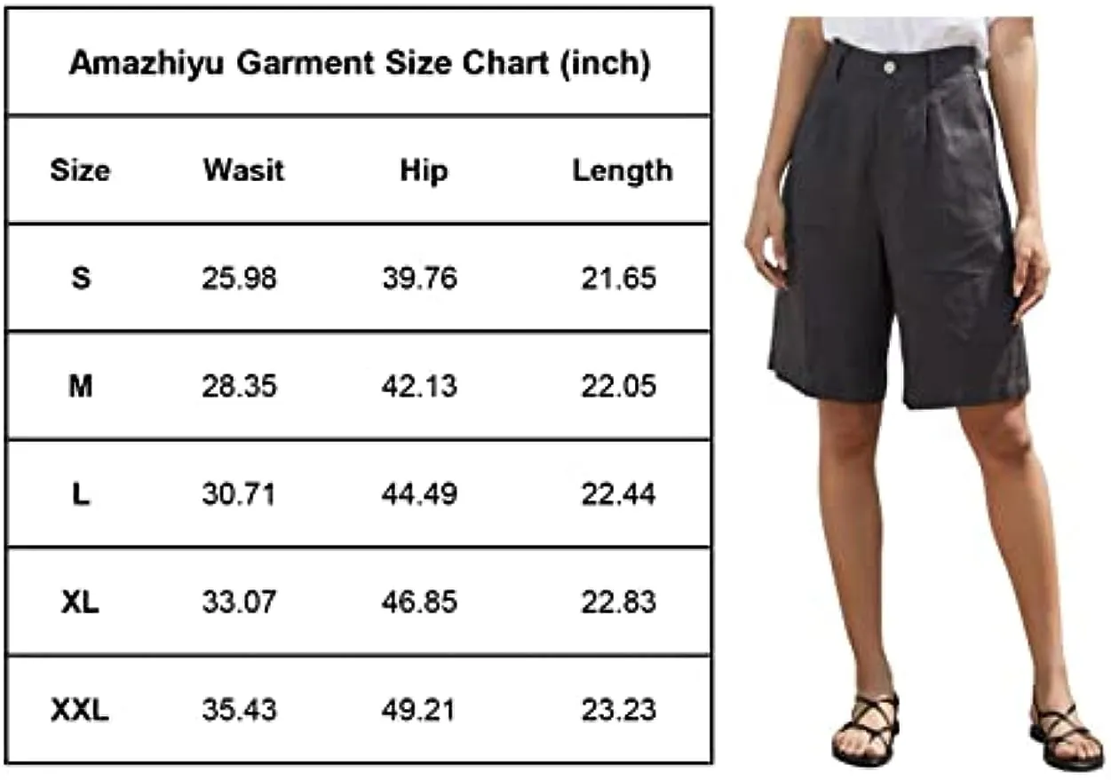 Pure Linen High Waisted Bermuda Shorts