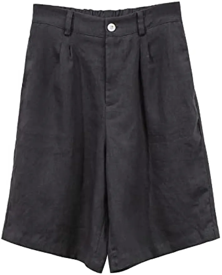 Pure Linen High Waisted Bermuda Shorts