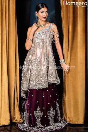 Purple Velvet Lehenga with Golden Tissue Shirt #BS157