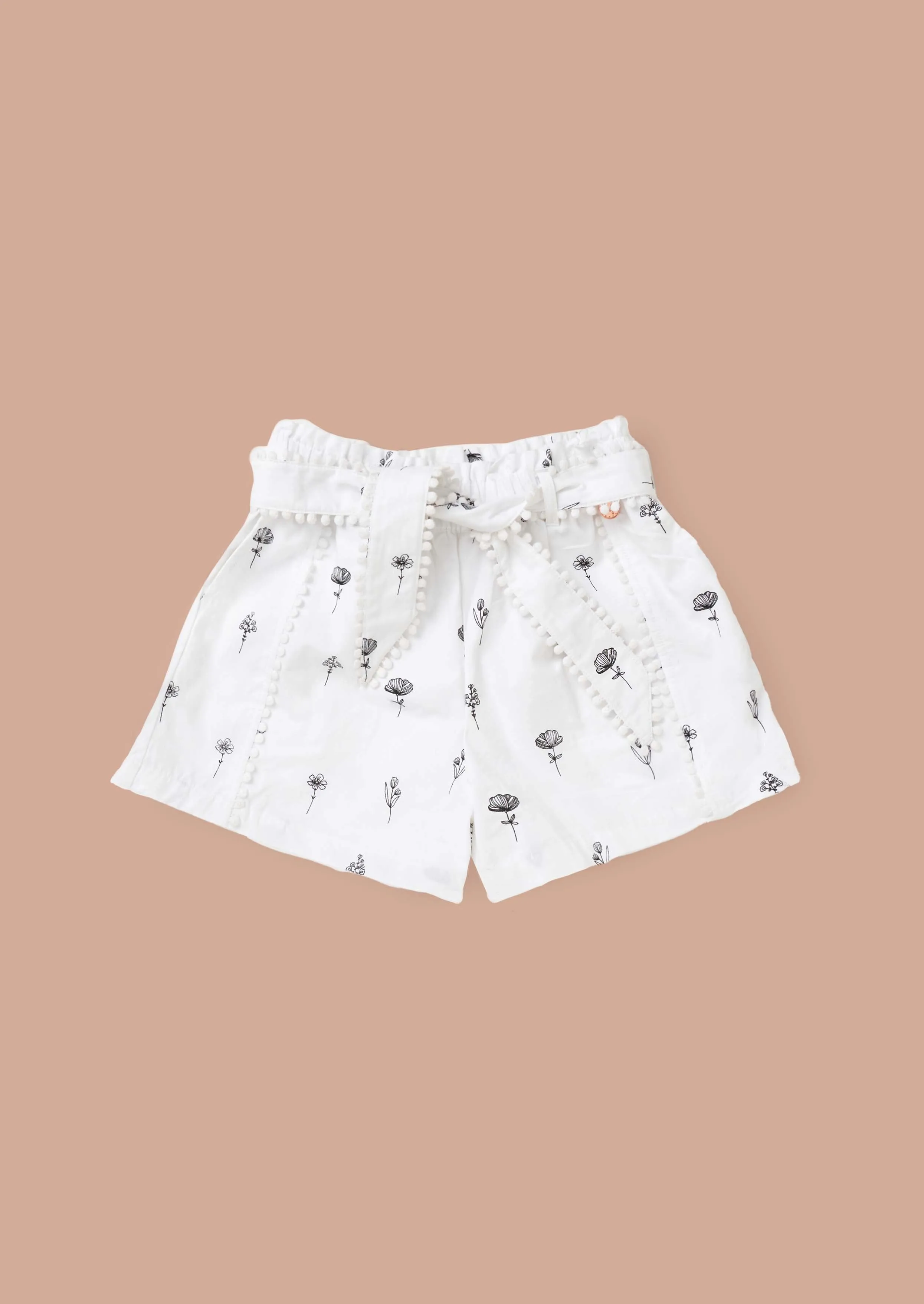 Raya Ivory Printed Poplin Shorts