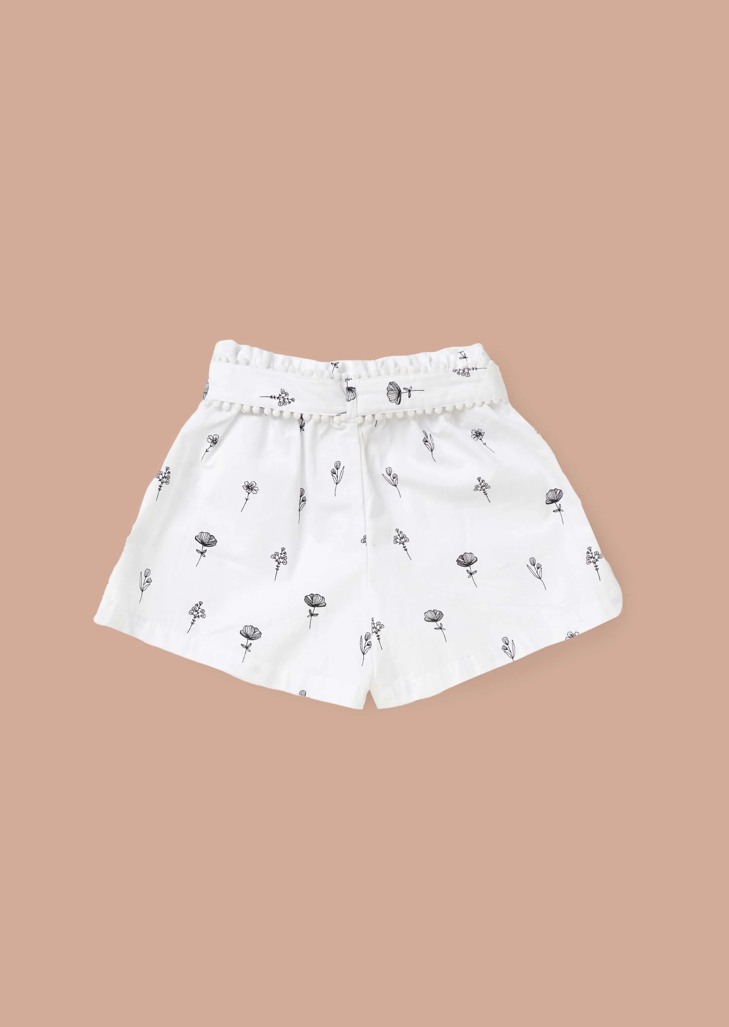 Raya Ivory Printed Poplin Shorts
