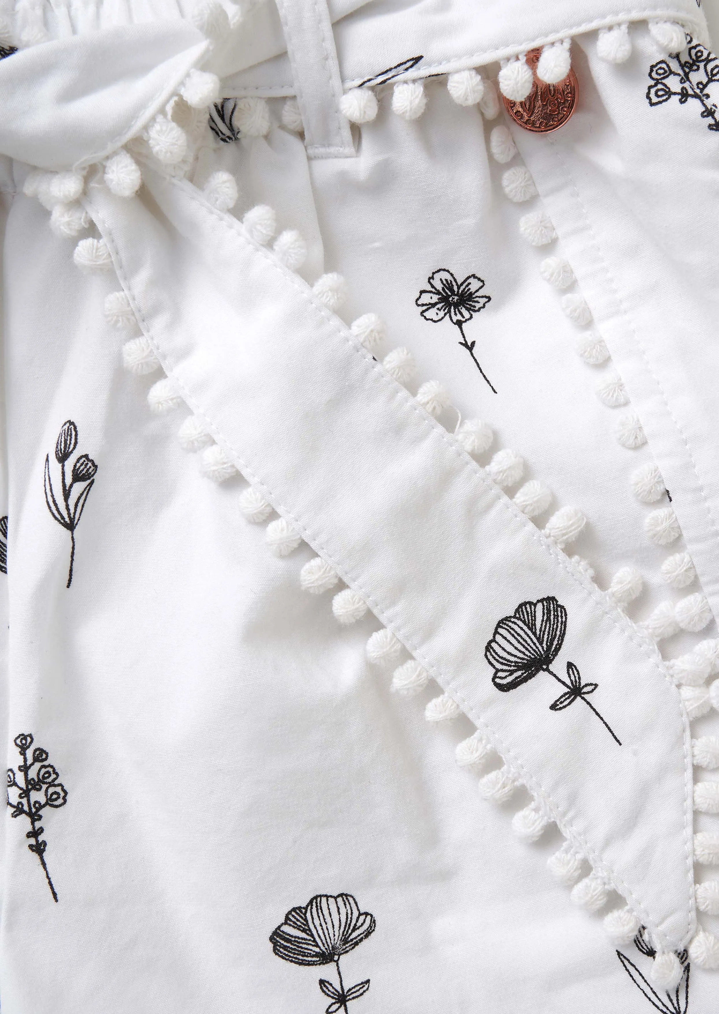 Raya Ivory Printed Poplin Shorts