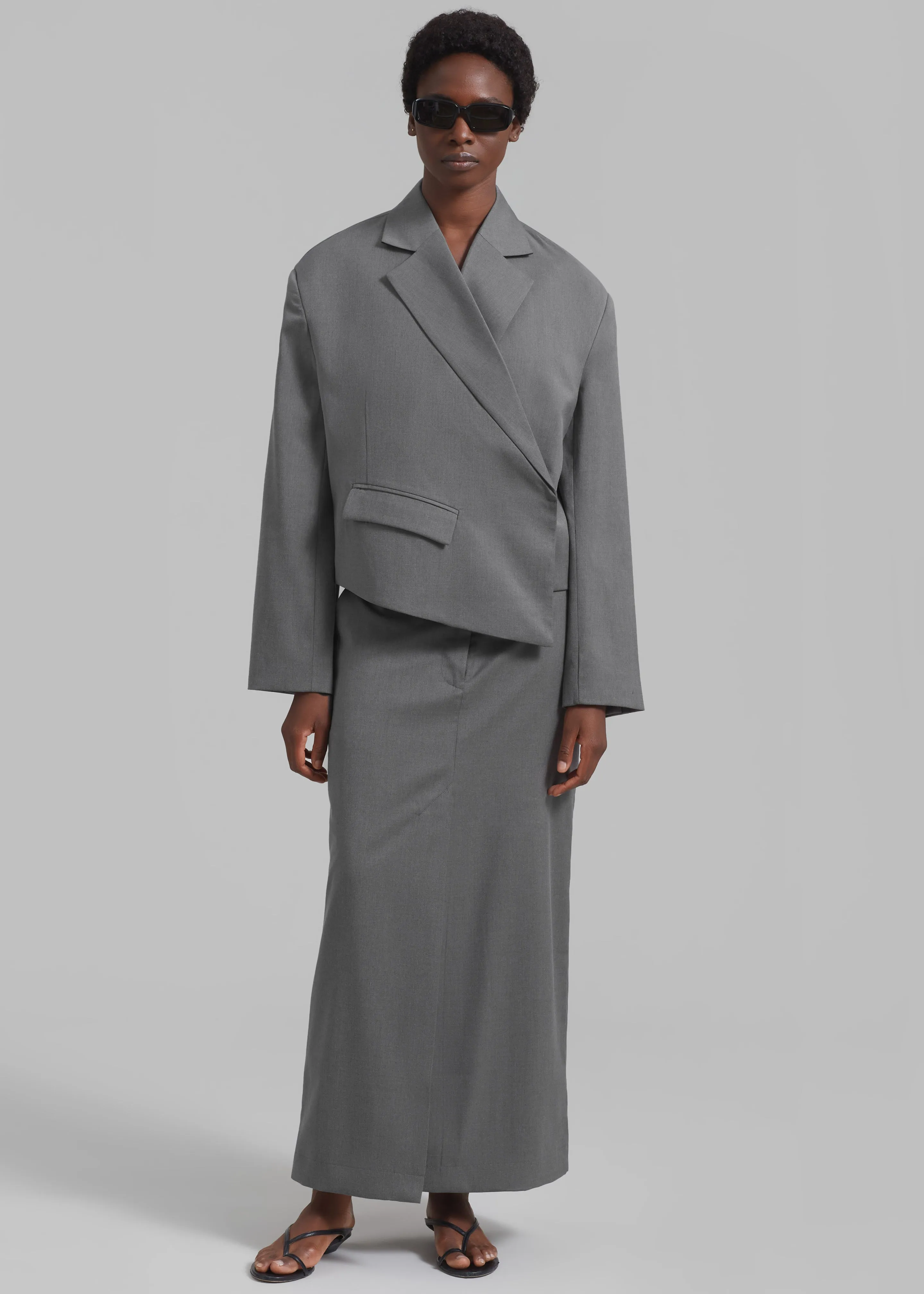 REMAIN Long Suiting Skirt - Dark Gull Gray