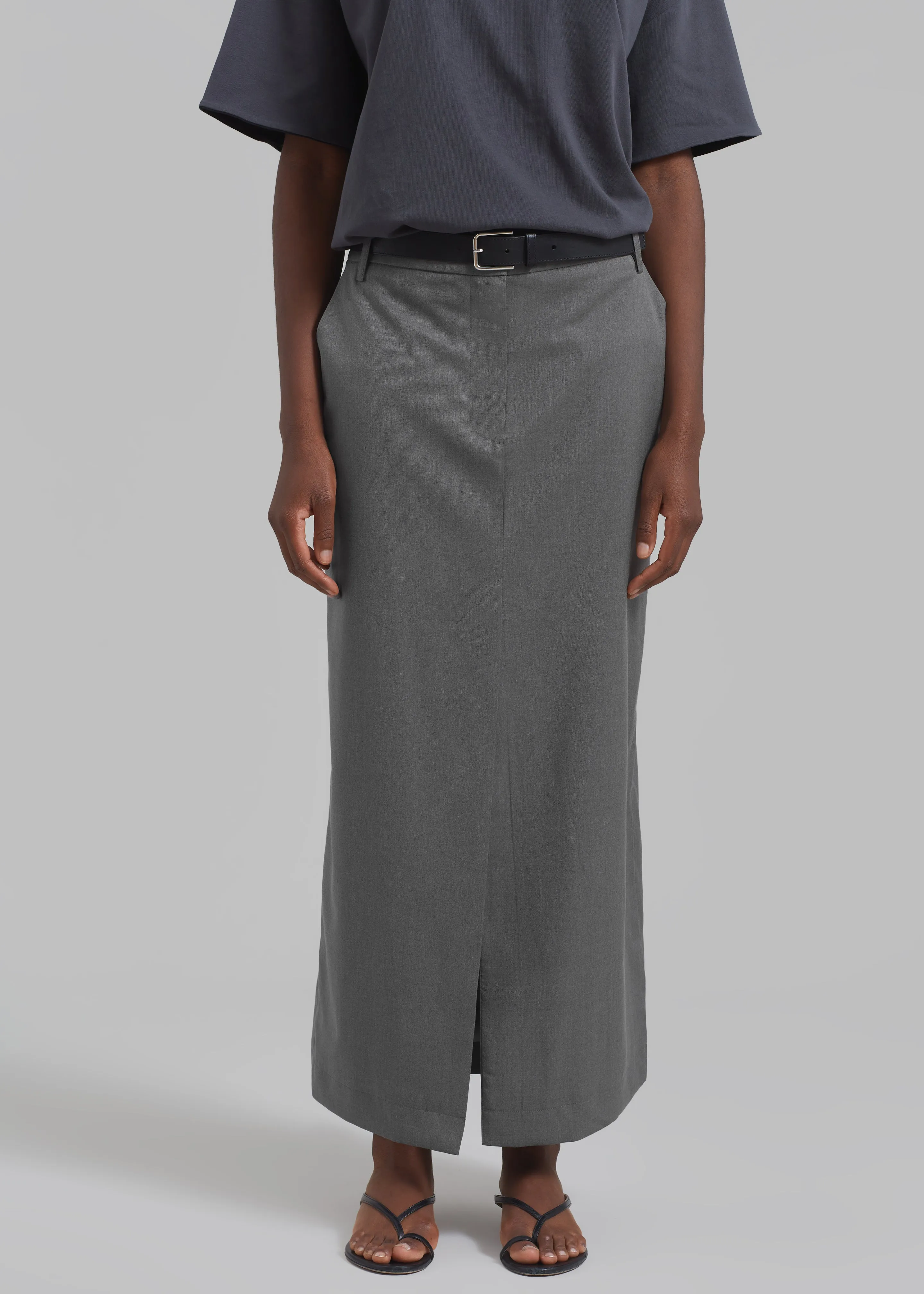 REMAIN Long Suiting Skirt - Dark Gull Gray