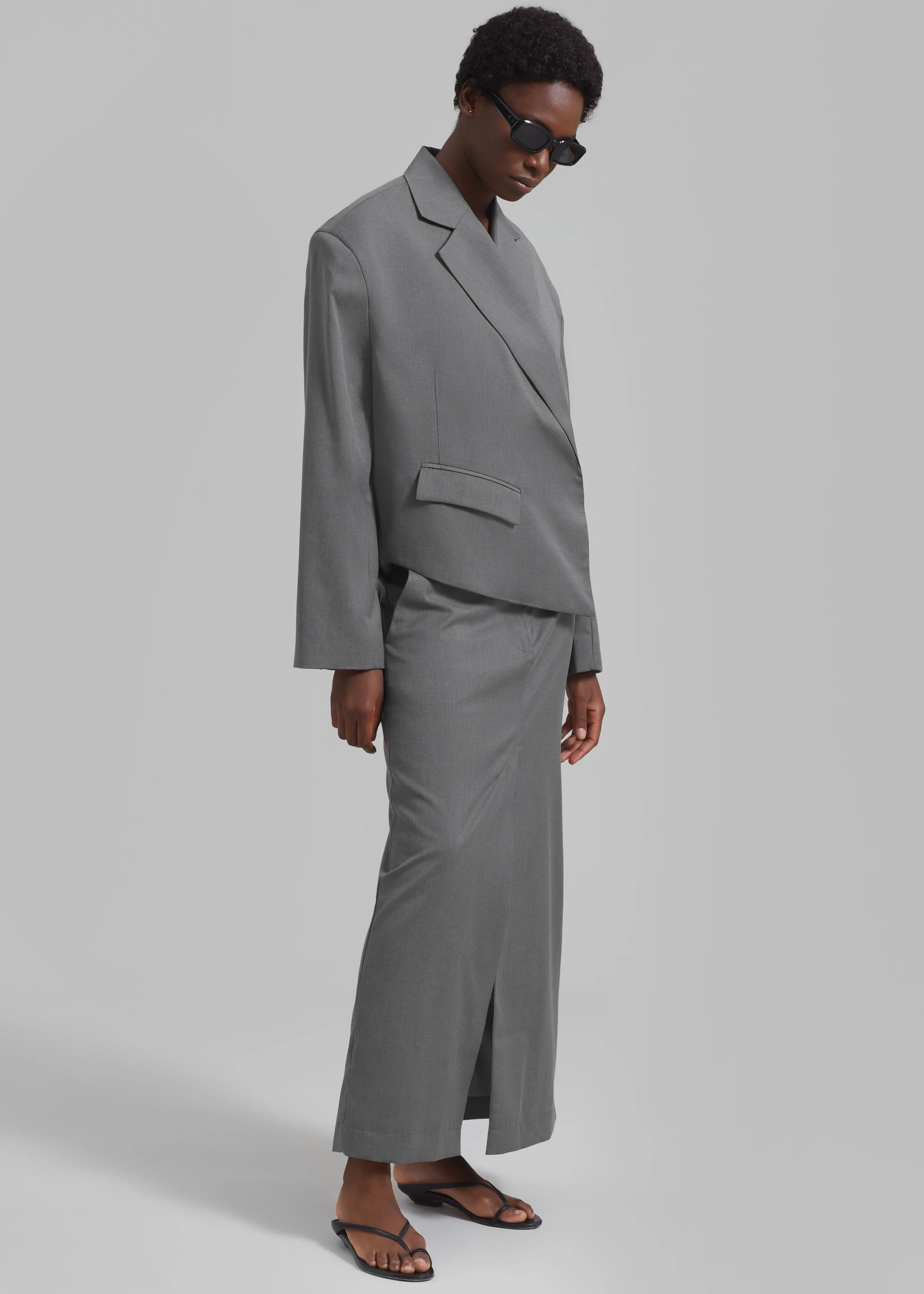 REMAIN Long Suiting Skirt - Dark Gull Gray