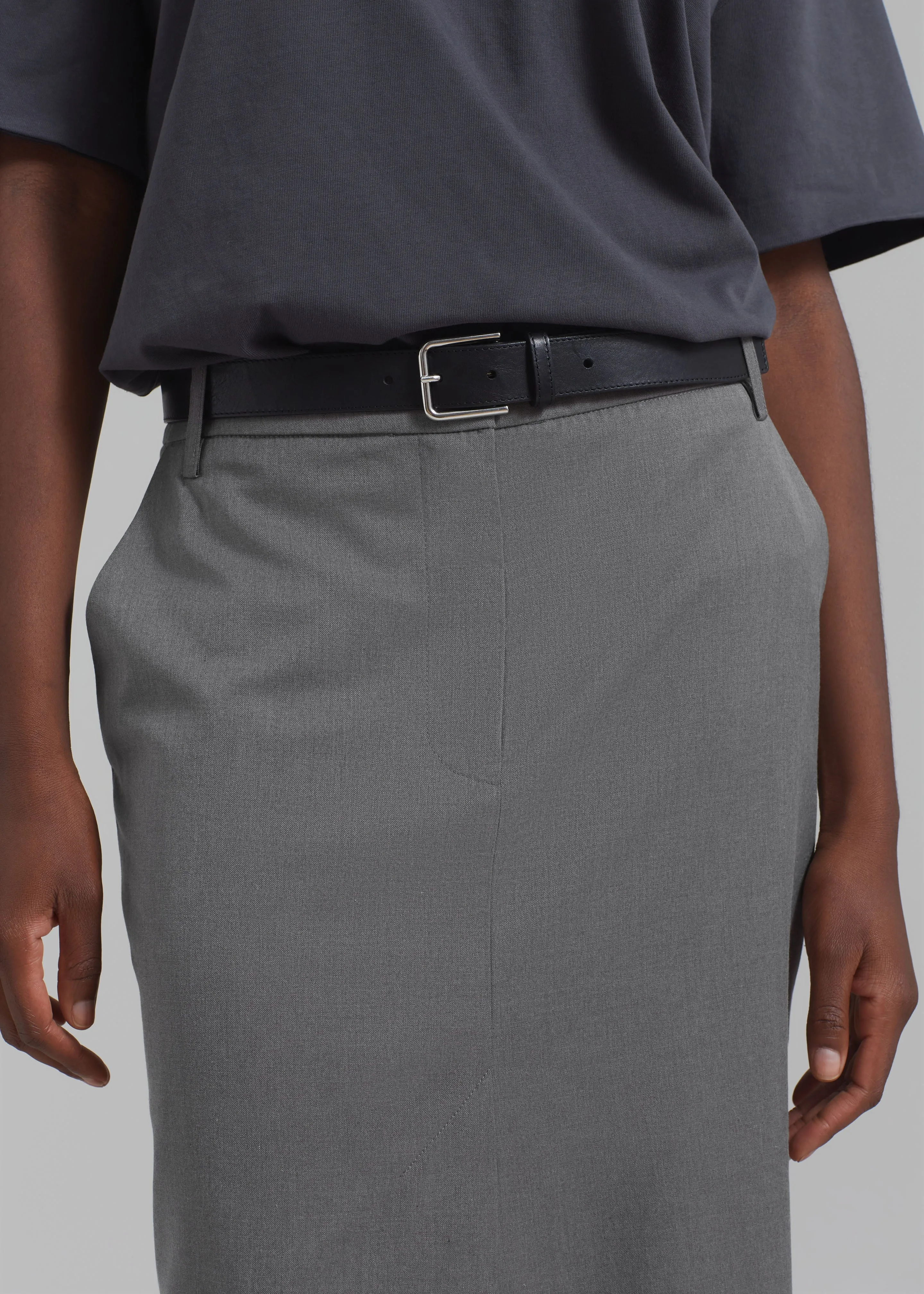 REMAIN Long Suiting Skirt - Dark Gull Gray