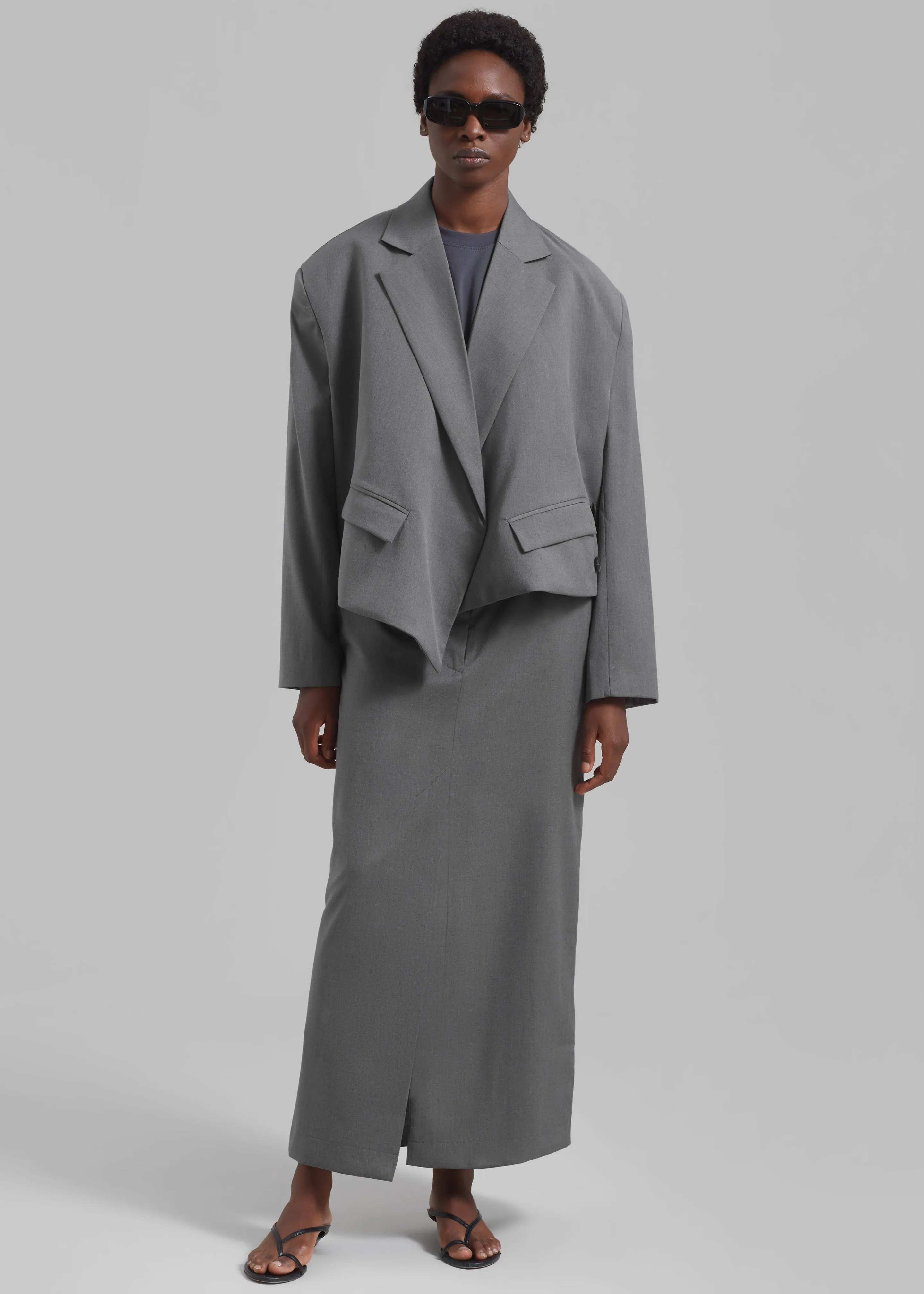 REMAIN Long Suiting Skirt - Dark Gull Gray