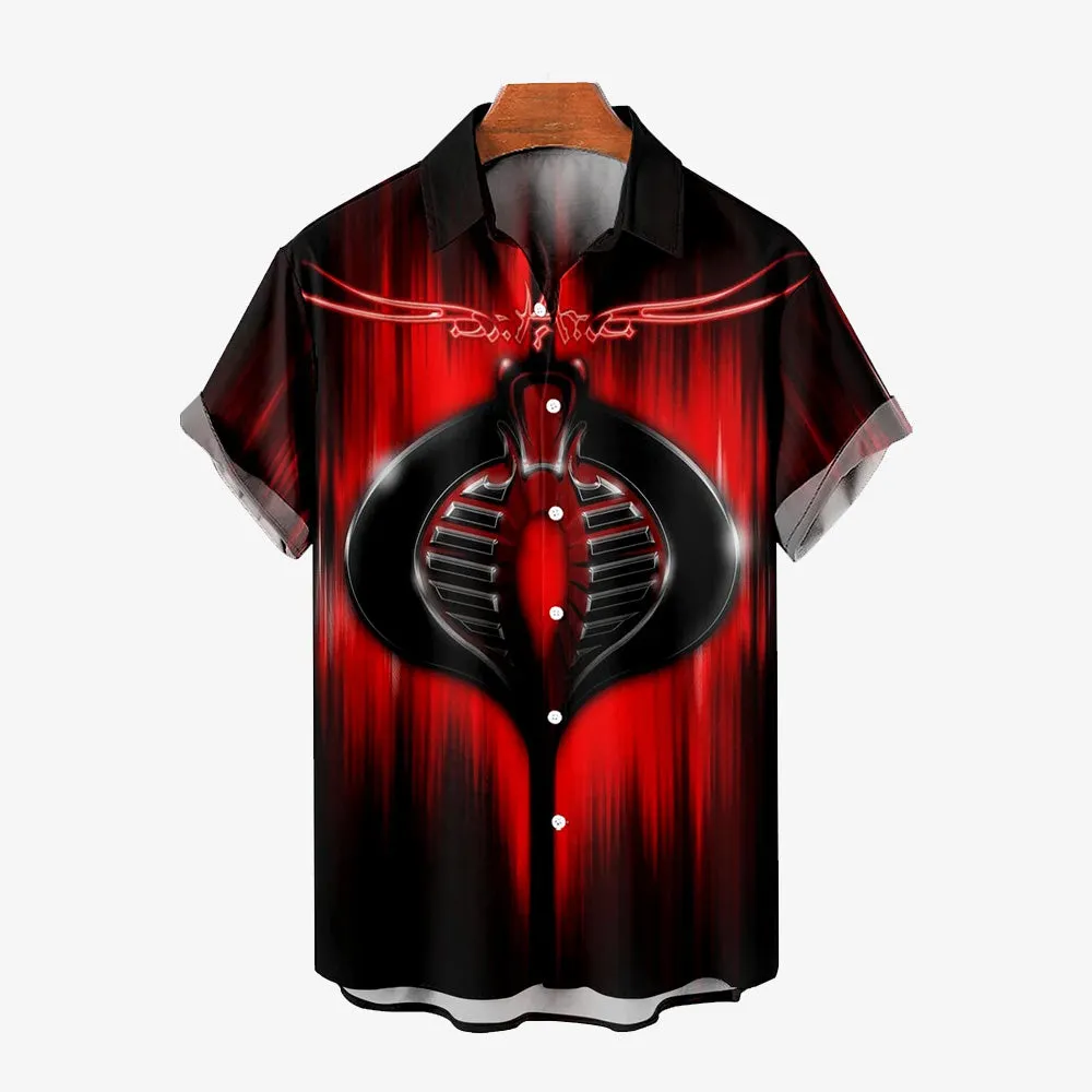 Retro Glasses Print Bamboo Linen Short-Sleeved Shirt
