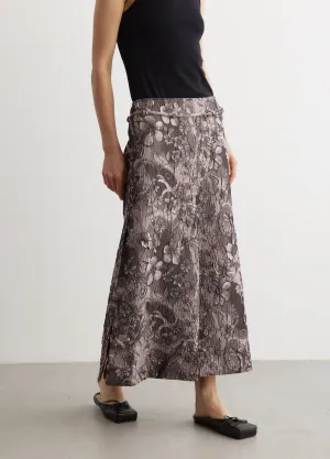 Rippled Jacquard Long Slit Skirt