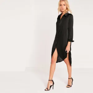 Rita Black Silky Embroidered Dress