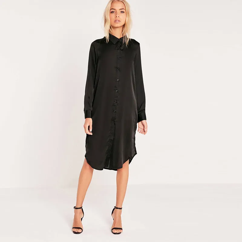 Rita Black Silky Embroidered Dress