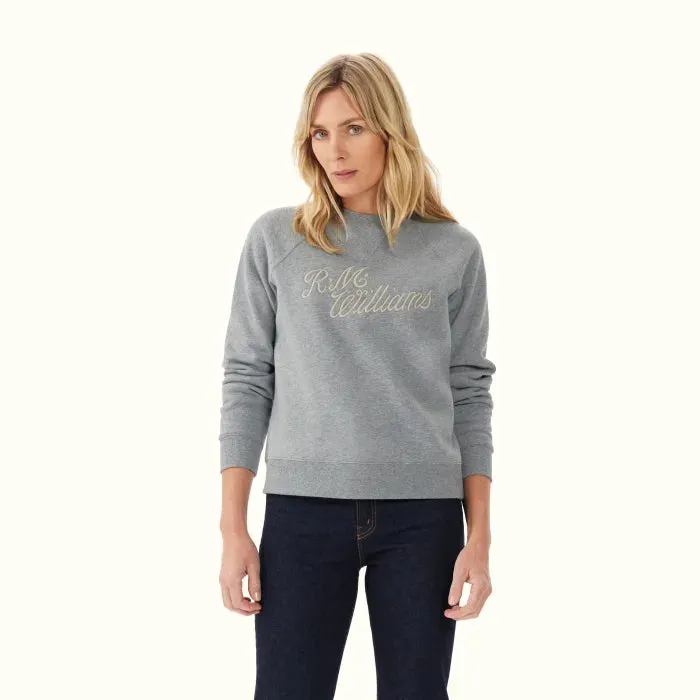 R.M.Williams - Womens Script Crew Neck Sweater - Grey Marle
