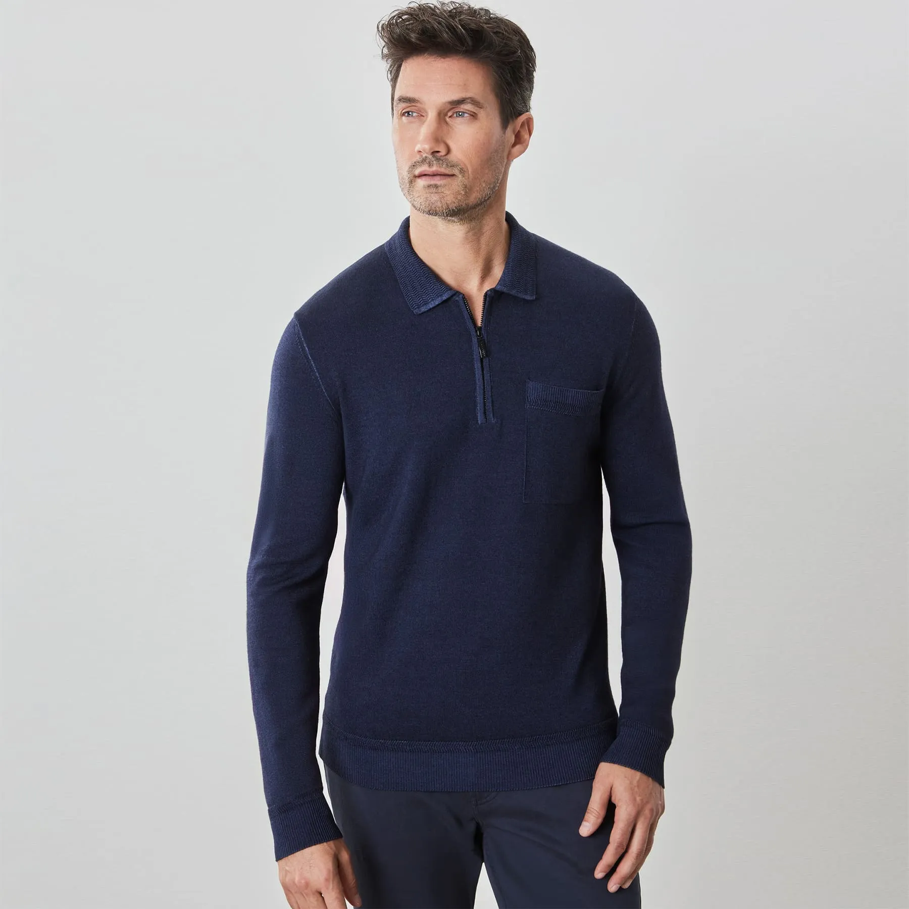 Robert Barakett Alberni Long Sleeve Zip Polo Sweater