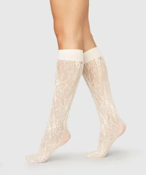 Rosa Lace Knee-Highs - Ivory