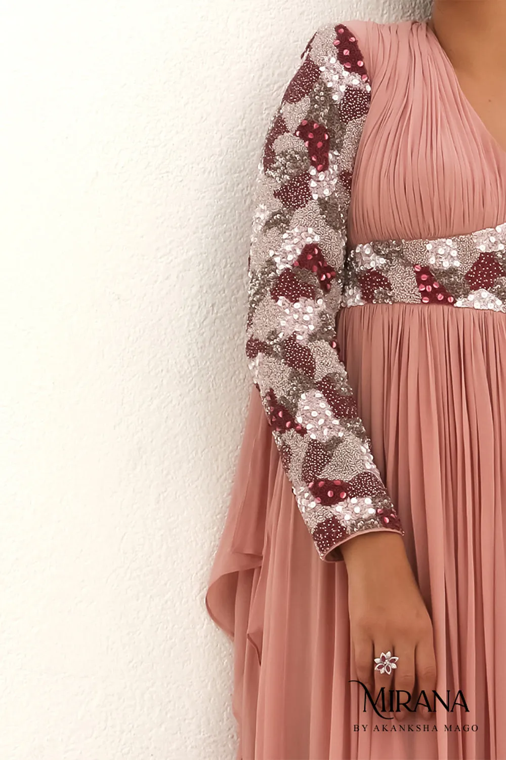 Rosanne - Rose Pink Embroidered Gown