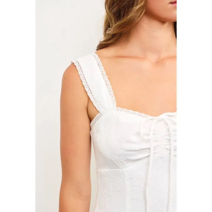Ruched Drawstring Sleeveless Dress