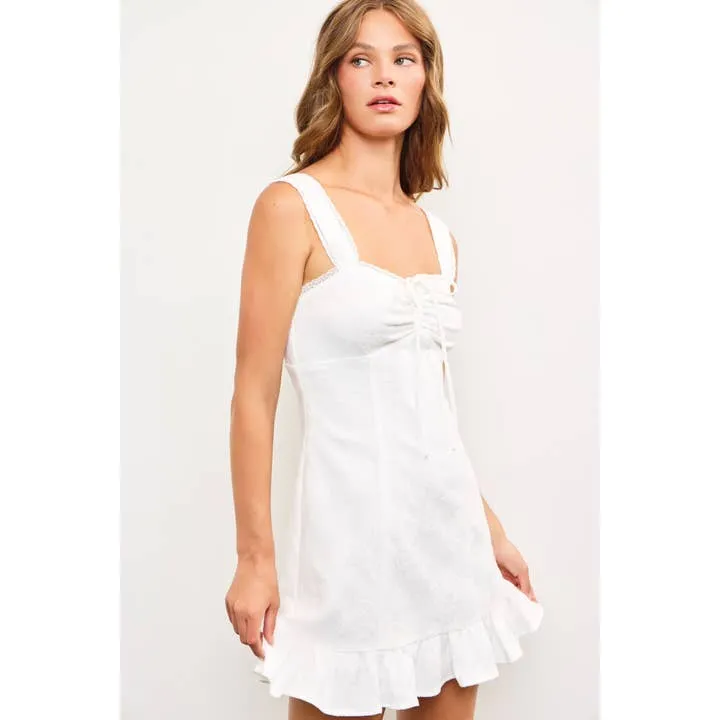 Ruched Drawstring Sleeveless Dress
