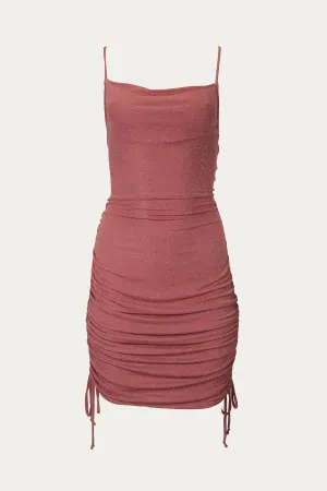 RUCHED LUREX STRETCH-JERSEY MINI DRESS