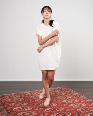 ruched muscle tunic - white silk charmeuse