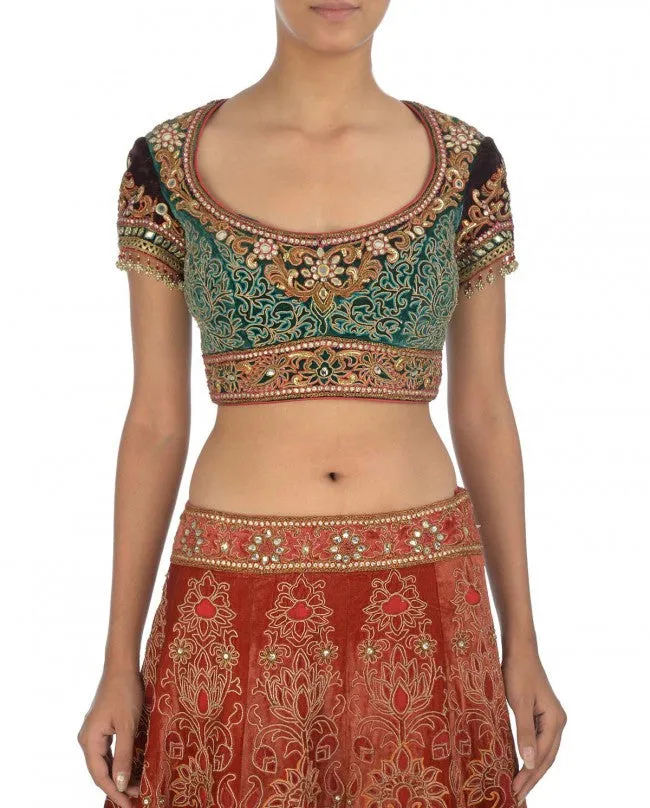 Rust shaded bridal lehenga choli