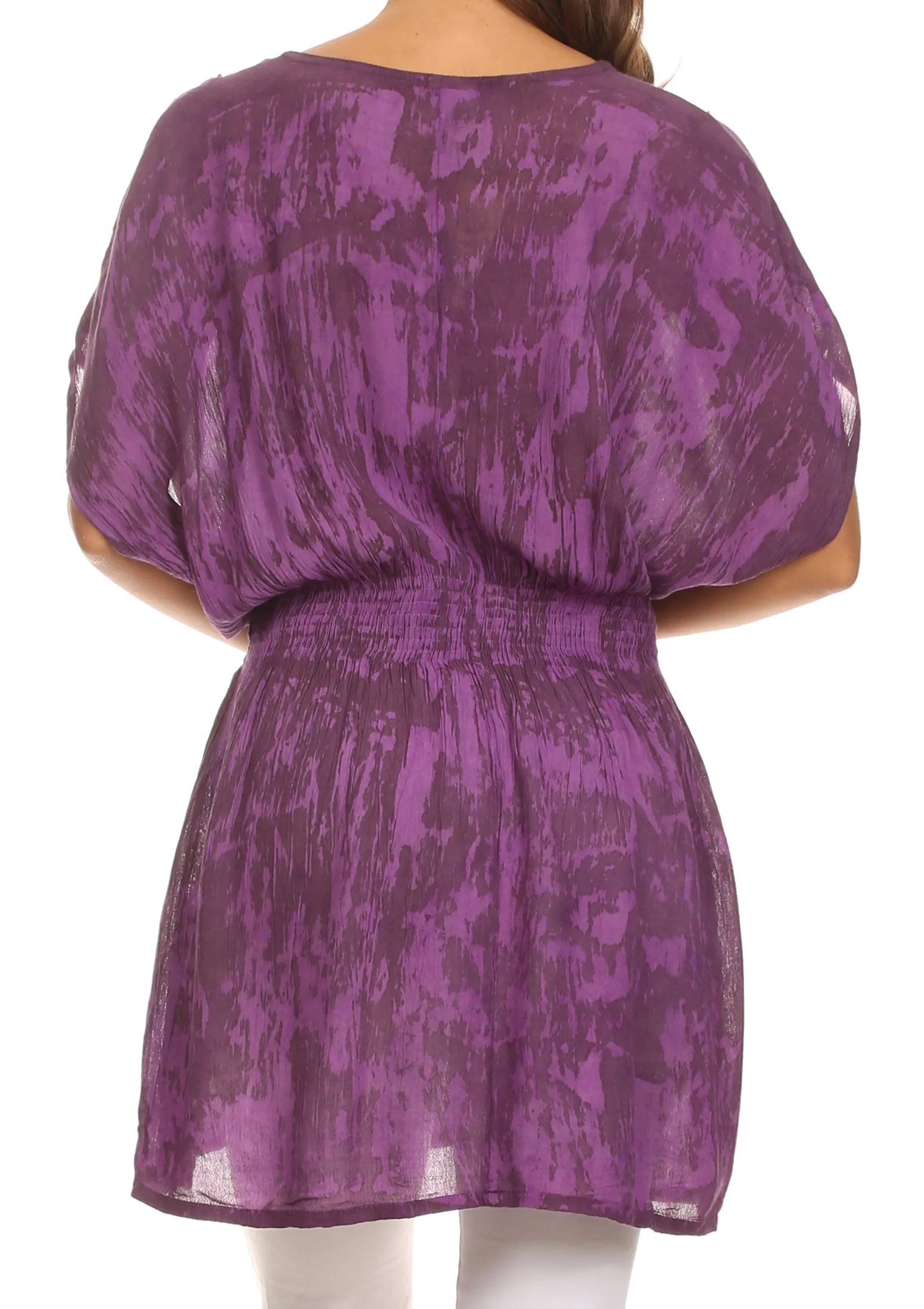 Sakkas Callie Batik Sequin Embroidered Elastic Dress / Cover Up
