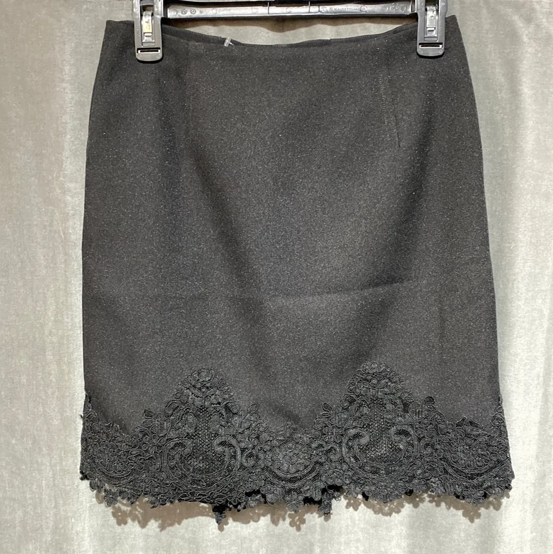 Sandro Black Mini Wrap Skirt with Lace Bottom