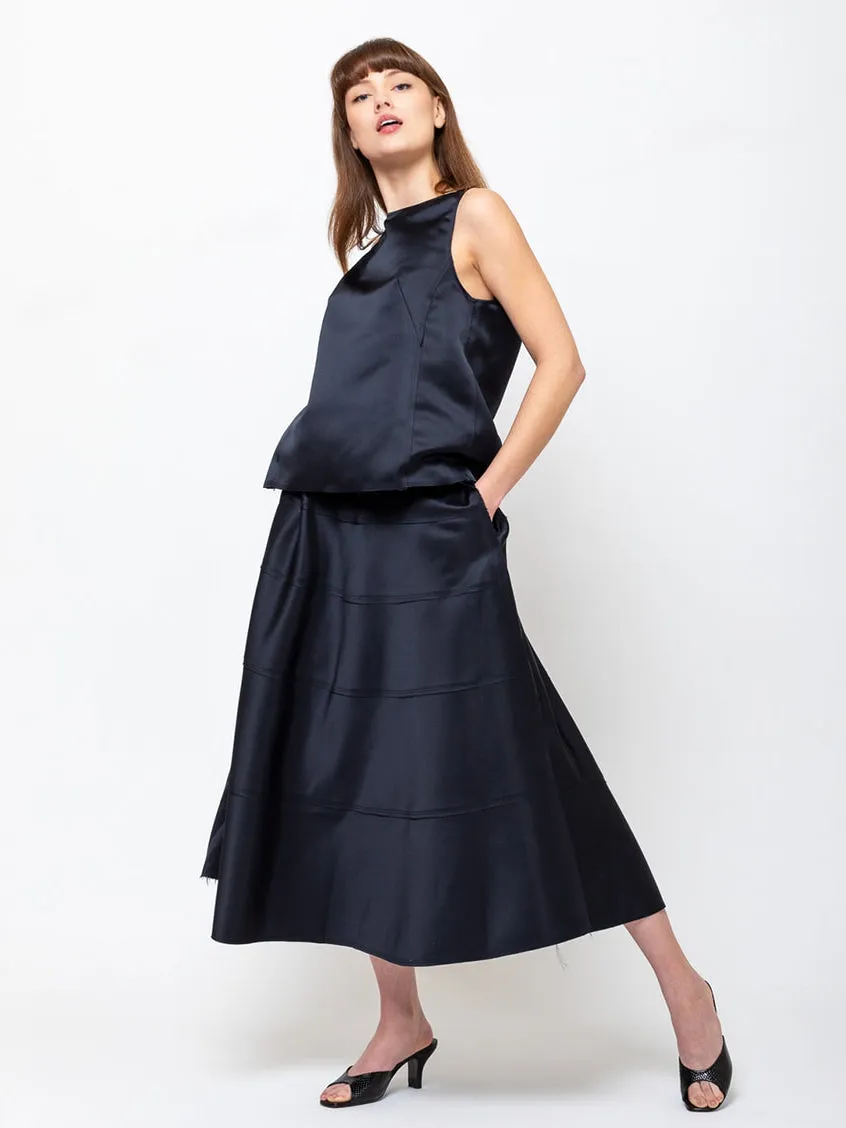 Satin Skirt - Midnight