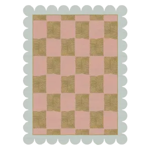 Scalloped Leaf Checker Pastel Hand Tufted Rug