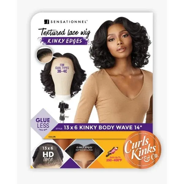 Sensationnel Kinky Edges Kinks & Co 13x6 HD Lace Front Wig - 13x6 KINKY BODY WAVE 14"