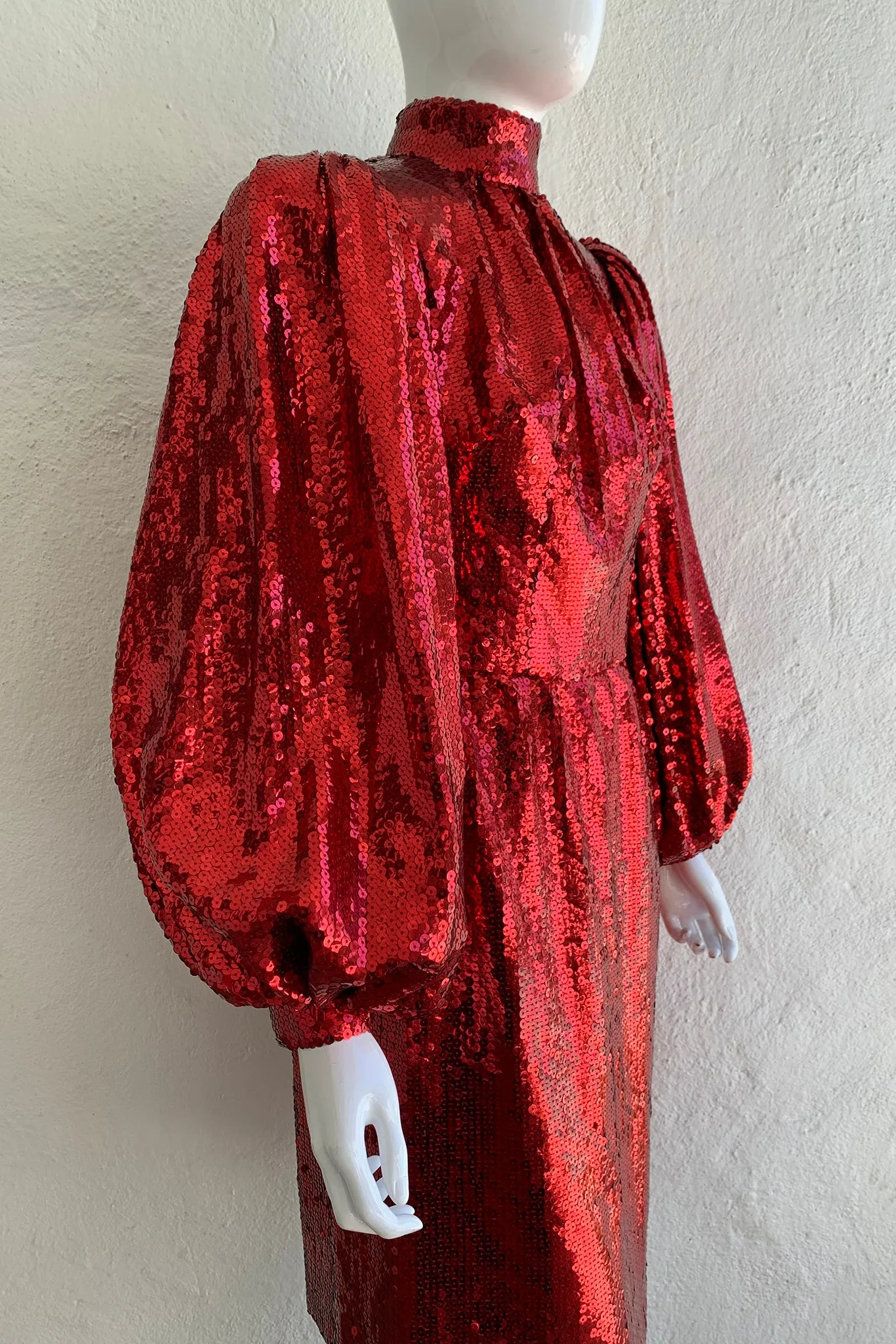 Sequin Balloon Sleeve Dress