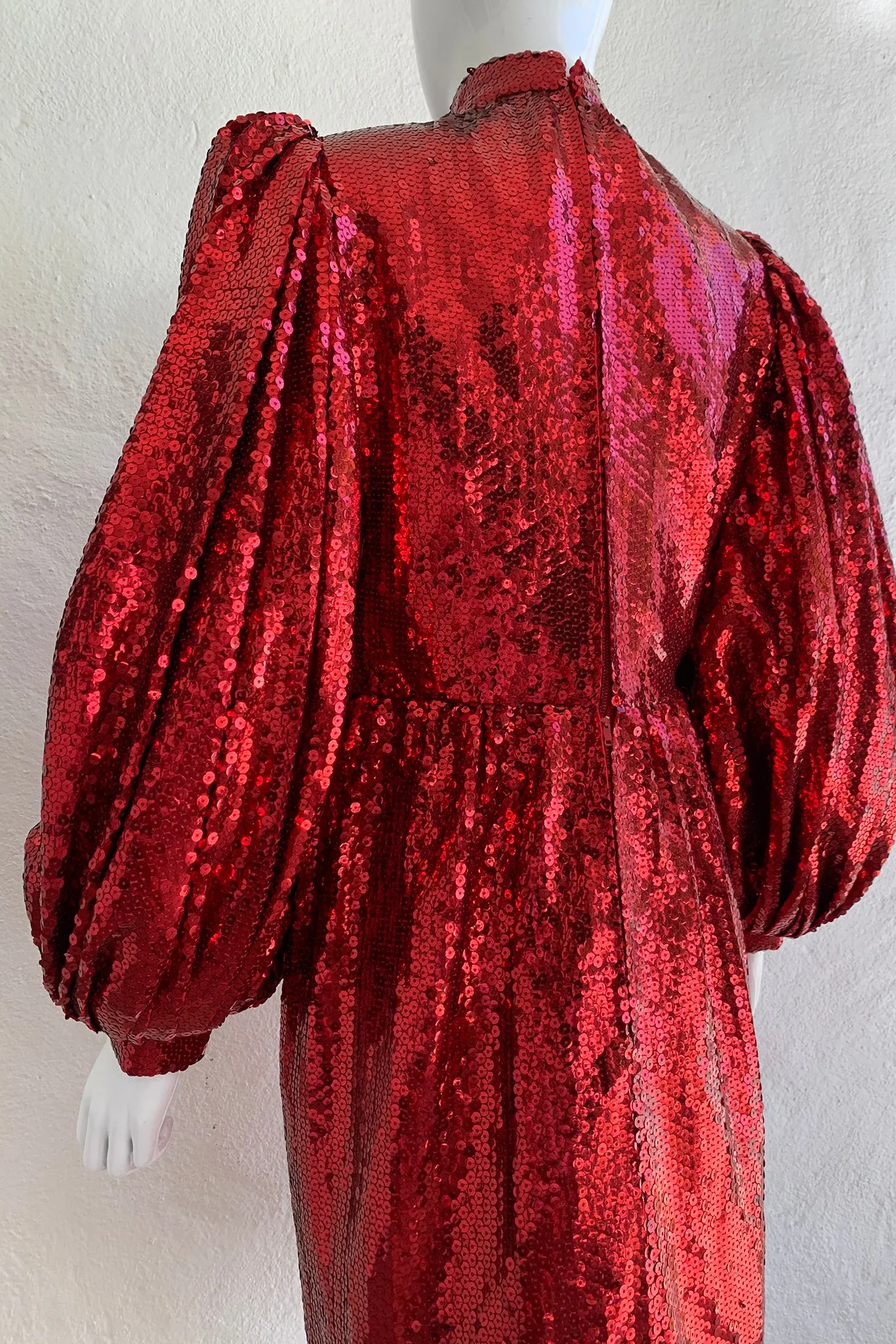 Sequin Balloon Sleeve Dress