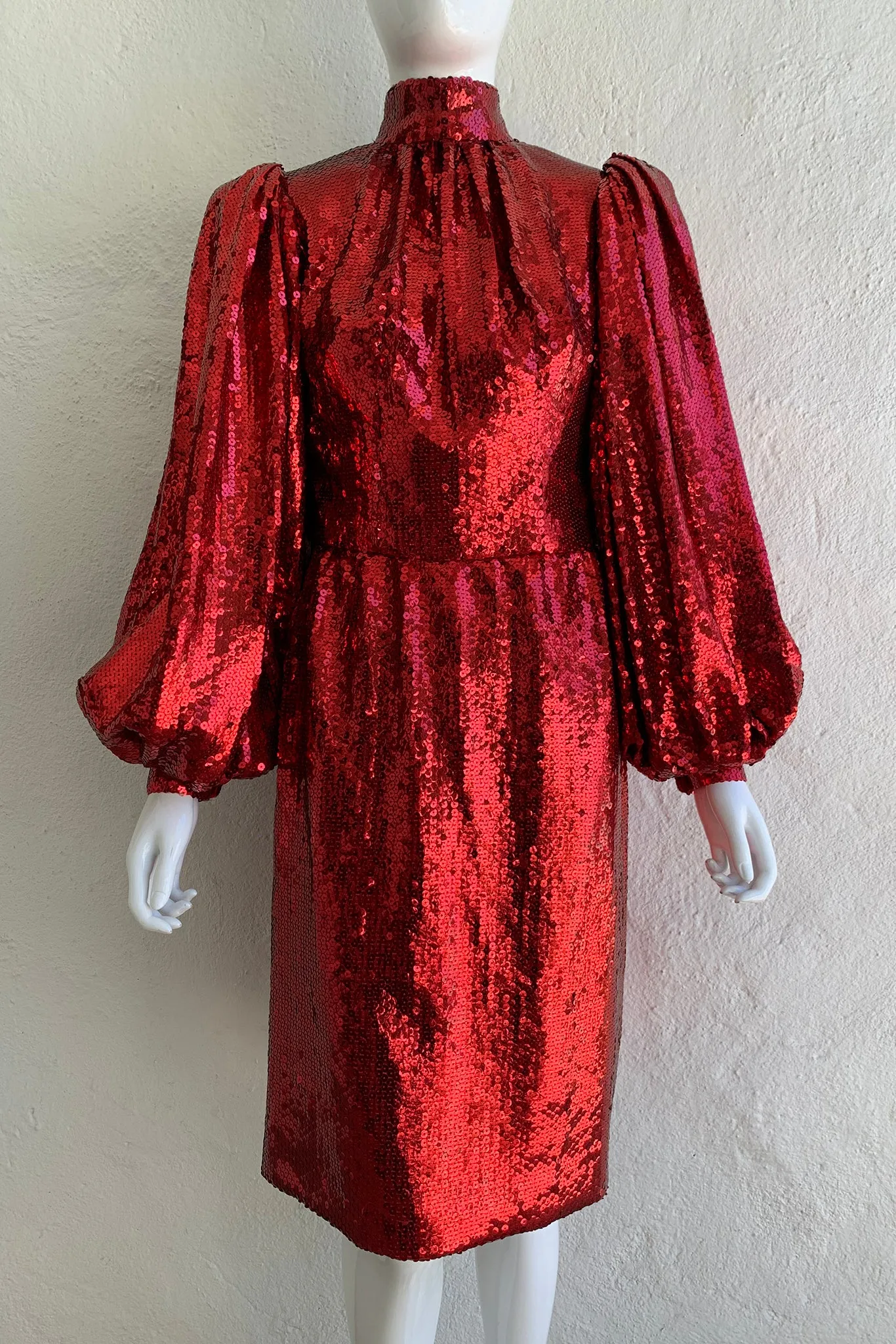 Sequin Balloon Sleeve Dress