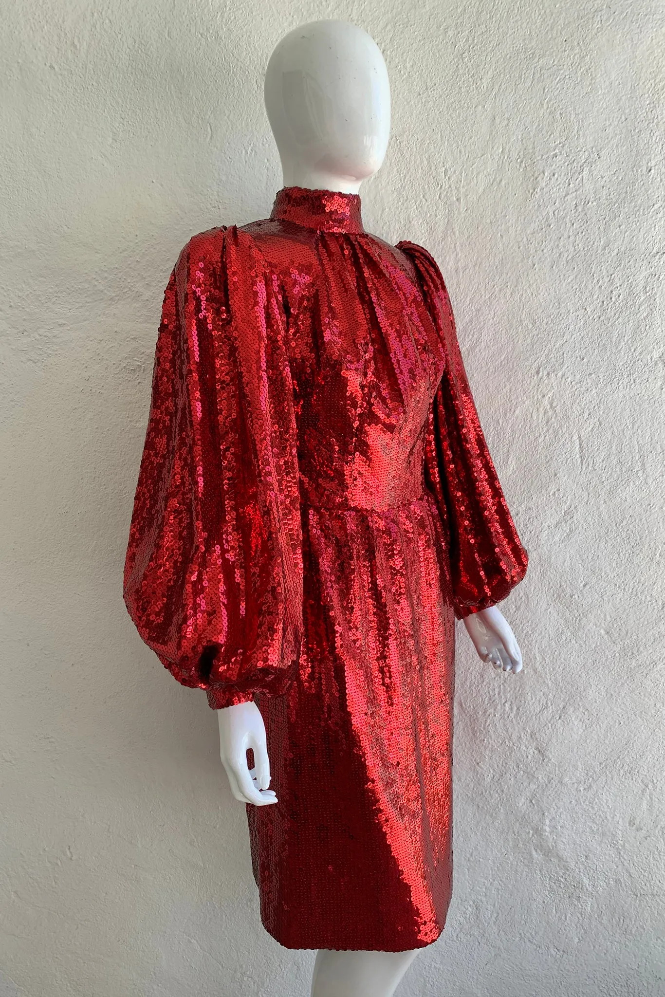 Sequin Balloon Sleeve Dress