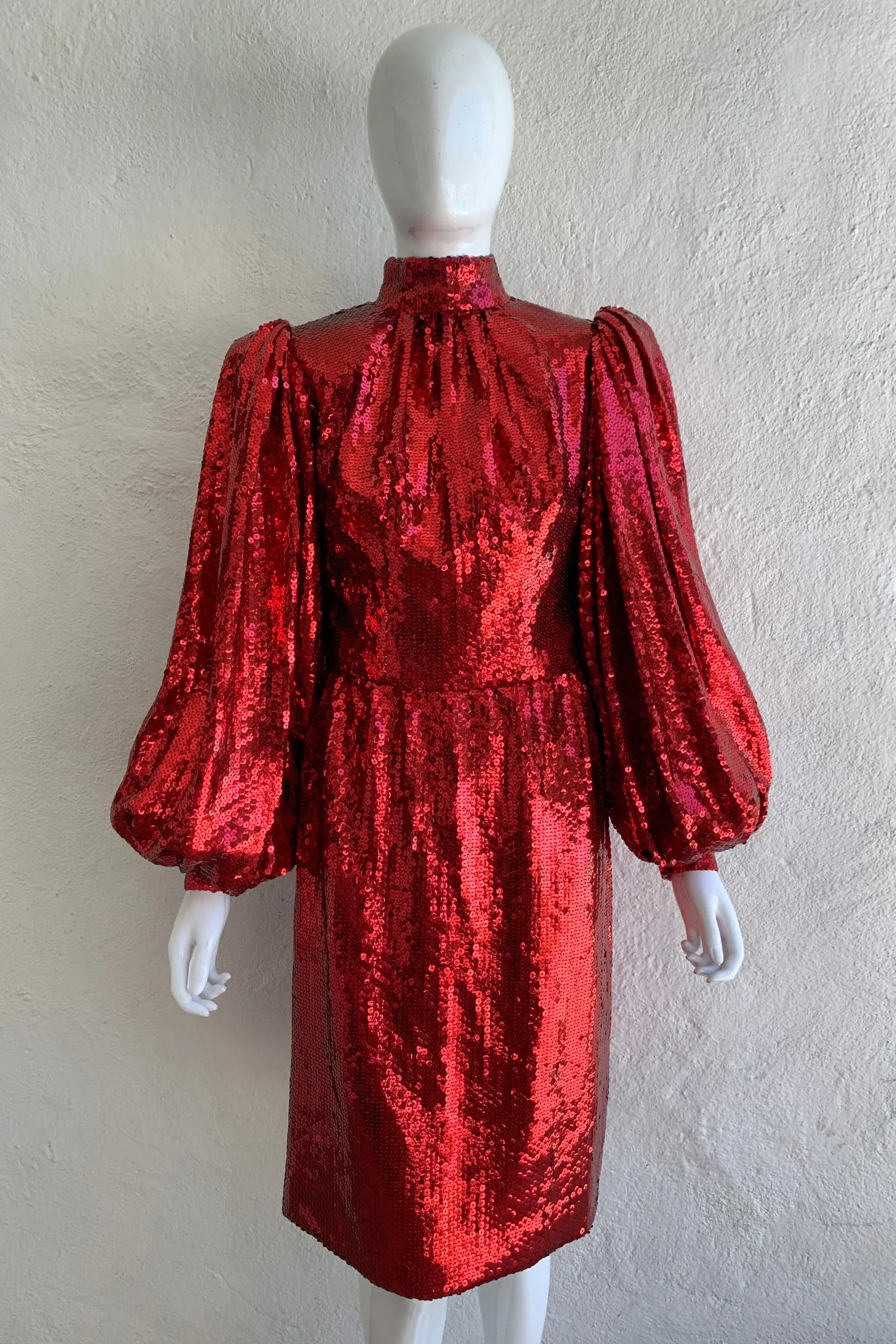 Sequin Balloon Sleeve Dress