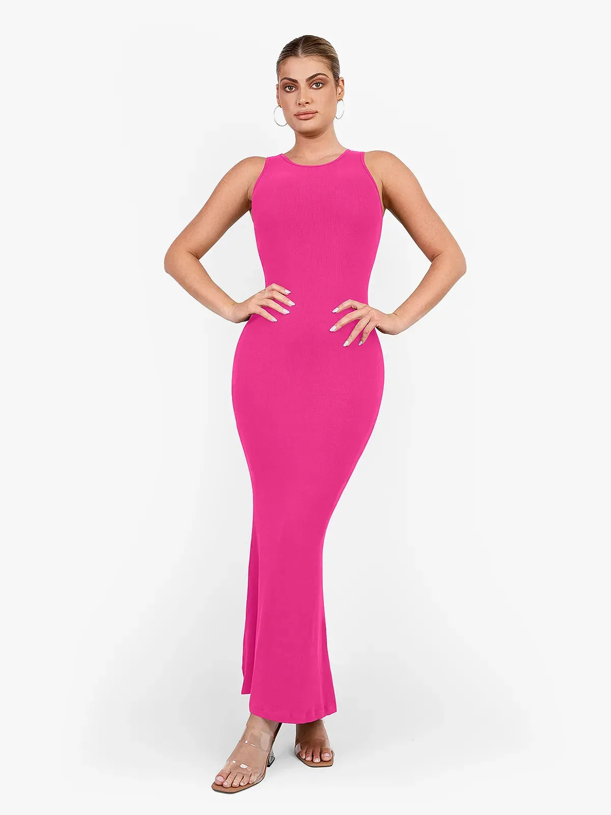 Shapewear Modal Sleeveless Crew Neck Slimming Maxi Dress