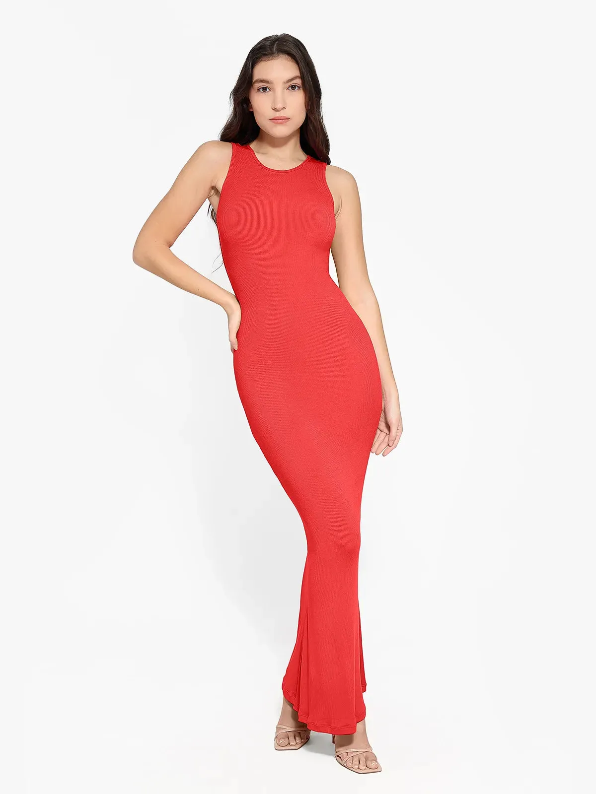 Shapewear Modal Sleeveless Crew Neck Slimming Maxi Dress