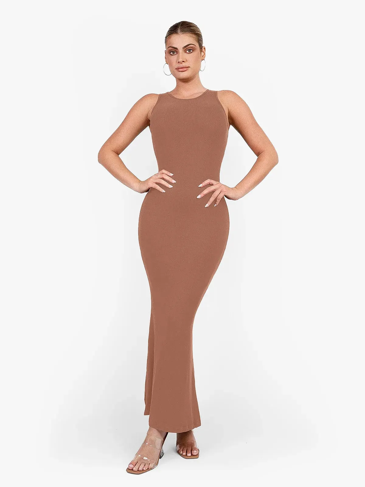 Shapewear Modal Sleeveless Crew Neck Slimming Maxi Dress